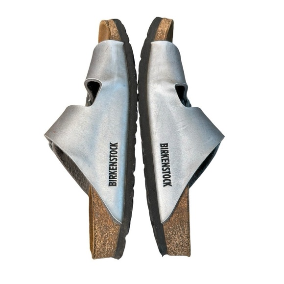 Women's Birkenstock Arizona Silver Birko-Flor Soft Footbed Size 37 Narrow US 6 - Picture 9 of 11